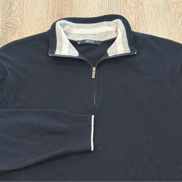 Boggi Milano Other - Boggi Milano 1/4 Zip Sweater Mens XL Navy Blue Cashmere Blend Mock Neck Luxury
